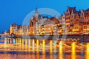 Fire show on Motlawa River, Gdansk, Poland