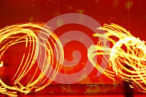 A fire show performed on stage