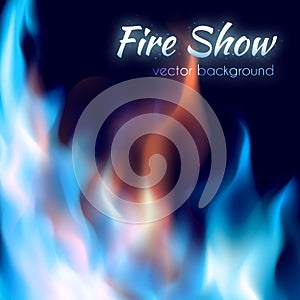 Fire show poster. Abstract red and blue burning
