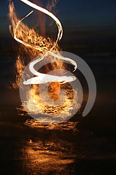 Fire show in the sea