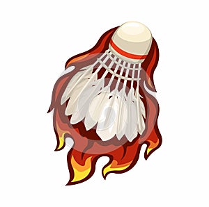 Fire Shuttlecock Badminton Symbol Sport Cartoon illustration vector