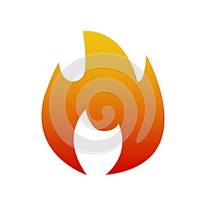 Fire sign in gradient color. Flame symbol or warning or danger on white background isolated