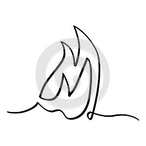 simple vector fire, line art continuous, doodle hand draw