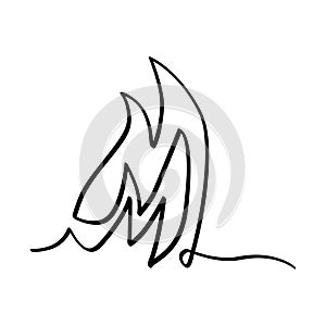 simple vector fire, line art continuous, doodle hand draw photo