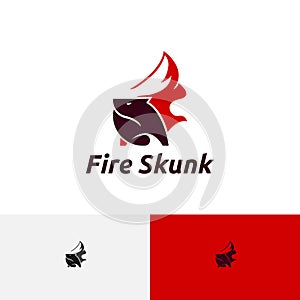 Fire Skunk Red Hot Flame Animal Logo