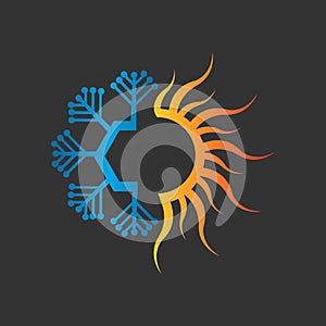 fire snow heating and cooling logo for hvac business company