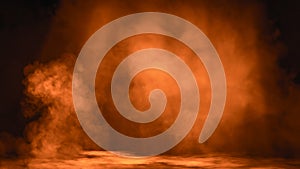 Fire Spotlight with smoke mist effect on isolated black background. Design element photo