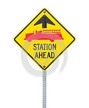 Fire station ahead sign.