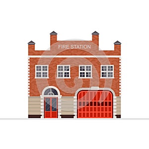 Fire station building vector illustration isolated on white background