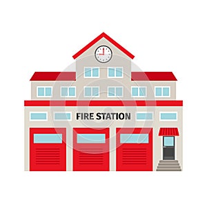 Fire station flat colorful building icon