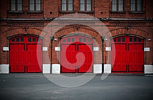 Fire Station with red doors