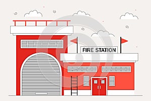 Fire station vector line concept