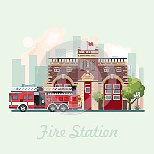 Fire statsion building vector illustration in flat design.