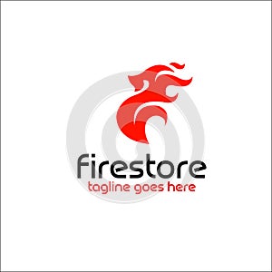 Fire store logo design- Stock vector illustration