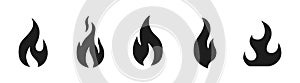 Fire symbol flame vector icon set