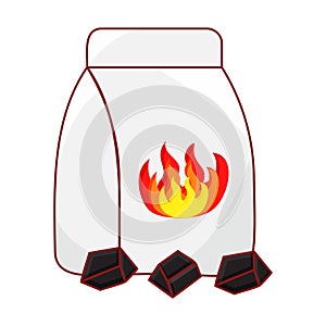 Fire Symbol Packet With Coal Stack On White