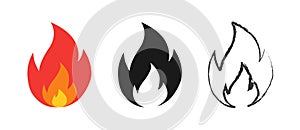 Fire symbols flame vector icons
