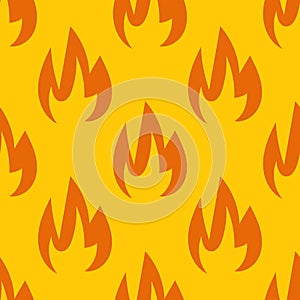 Fire symbols seamless pattern vector illustration spurts of flame red orange background for web pages wallpaper