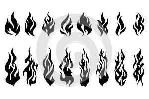 Fire tattoo vector set