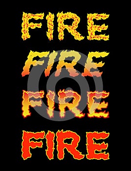 Fire text.Flame typography. Burning letters. fiery lettering