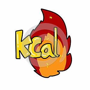 fire and text Kcal cartoon on white background