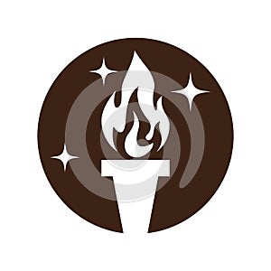 Fire torch with flame flat icons set. Collection of symbol flaming, illustration