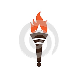 Fire torch with flame flat icons set. Collection of symbol flaming, illustration