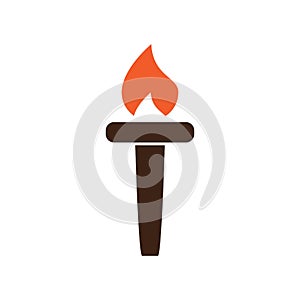 Fire torch with flame flat icons set. Collection of symbol flaming, illustration