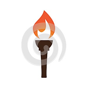 Fire torch with flame flat icons set. Collection of symbol flaming, illustration