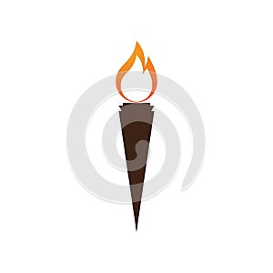 Fire torch with flame flat icons set. Collection of symbol flaming, illustration