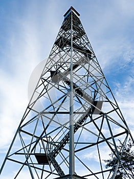 Fire tower ascending to the sky in alablama