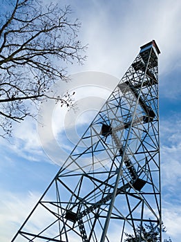 Fire tower ascending to the sky in alablama