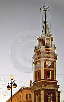 Fire tower on the Nevsky prospect in Saint-Petersburg, Russia