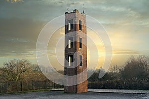 Fire training tower at fire station yard