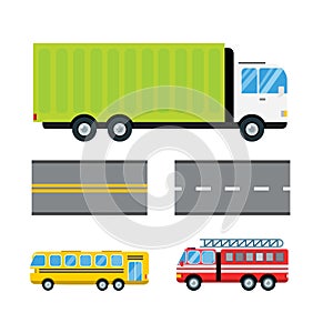 Fire truck car cartoon delivery transport cargo bus logistic vector illustration.