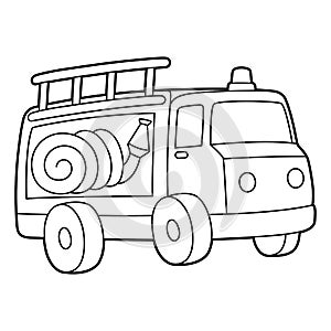 Fire Truck Coloring Page Isolated for Kids