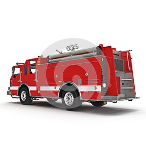 Fire truck or engine Isolated on White. 3D illustration