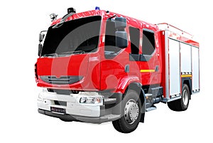 Fire truck front view isolated
