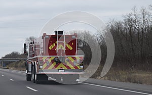 Fire Truck On Highway With Flame Design