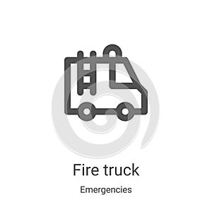 fire truck icon vector from emergencies collection. Thin line fire truck outline icon vector illustration. Linear symbol for use photo