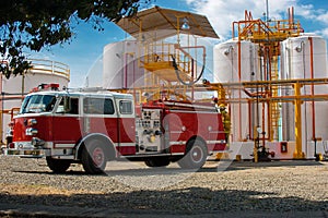 Fire Truck In Industrial Plant