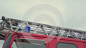 Fire truck ladder detailed close up
