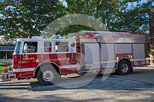 Fire Truck Parked Outside Firefighter Station