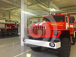 Fire truck in the Parking lot/ Fire truck in the Parking lot/ Fire truck in the Parking lot