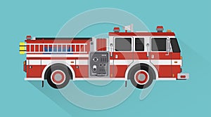 Fire truck rescue engine transportation design flat style