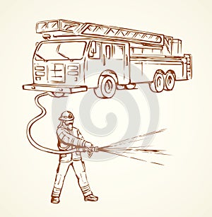 Fire truck. Vector drawing