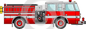 Fire truck on a white background in a flat style