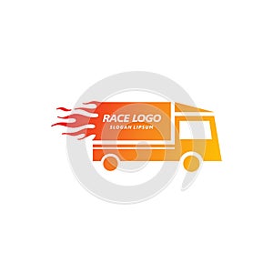 Fire van Logo, Speed van car Logo Event, Speed Fire logo design vecto