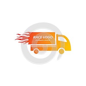 Fire van Logo, Speed Fire logo design vector, Speed van car Logo Event, Silhouette of the car with fire