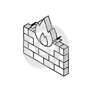 fire wall isometric icon vector illustration